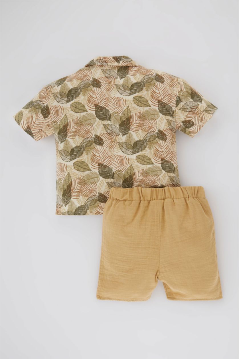 BABY BOY Sand Baby Boy Tropical Patterned Shirt and Shorts 2 Piece Set