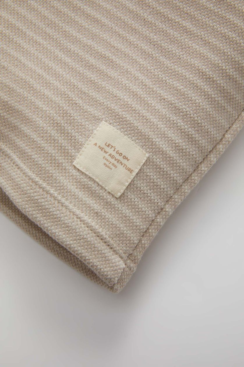 BÉBÉ GARÇON Beige T-Shirt à Manches Courtes à Rayures et Col rond pour Bébé Garçon