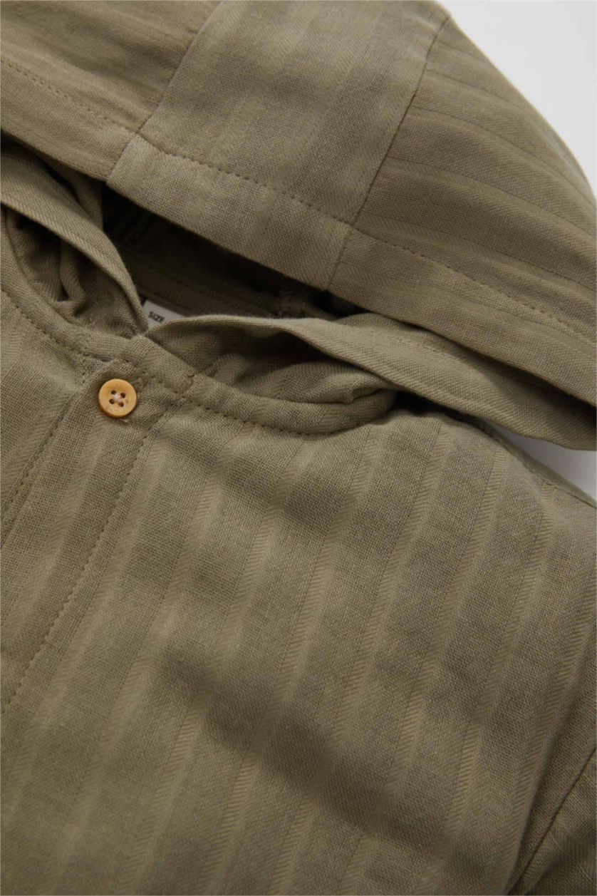 BABY BOY Khaki Baby Boy Hooded Textured Long Sleeve Shirt