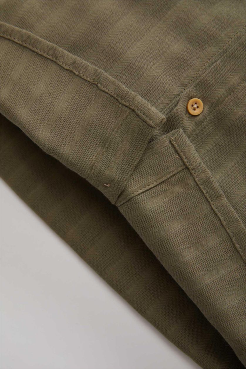 BABY BOY Khaki Baby Boy Hooded Textured Long Sleeve Shirt