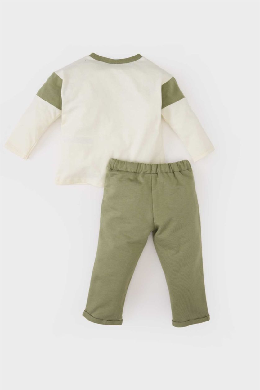 Baby Boys Ecru Baby Boy Color Block Sweatshirt Fabric 2 Piece Set