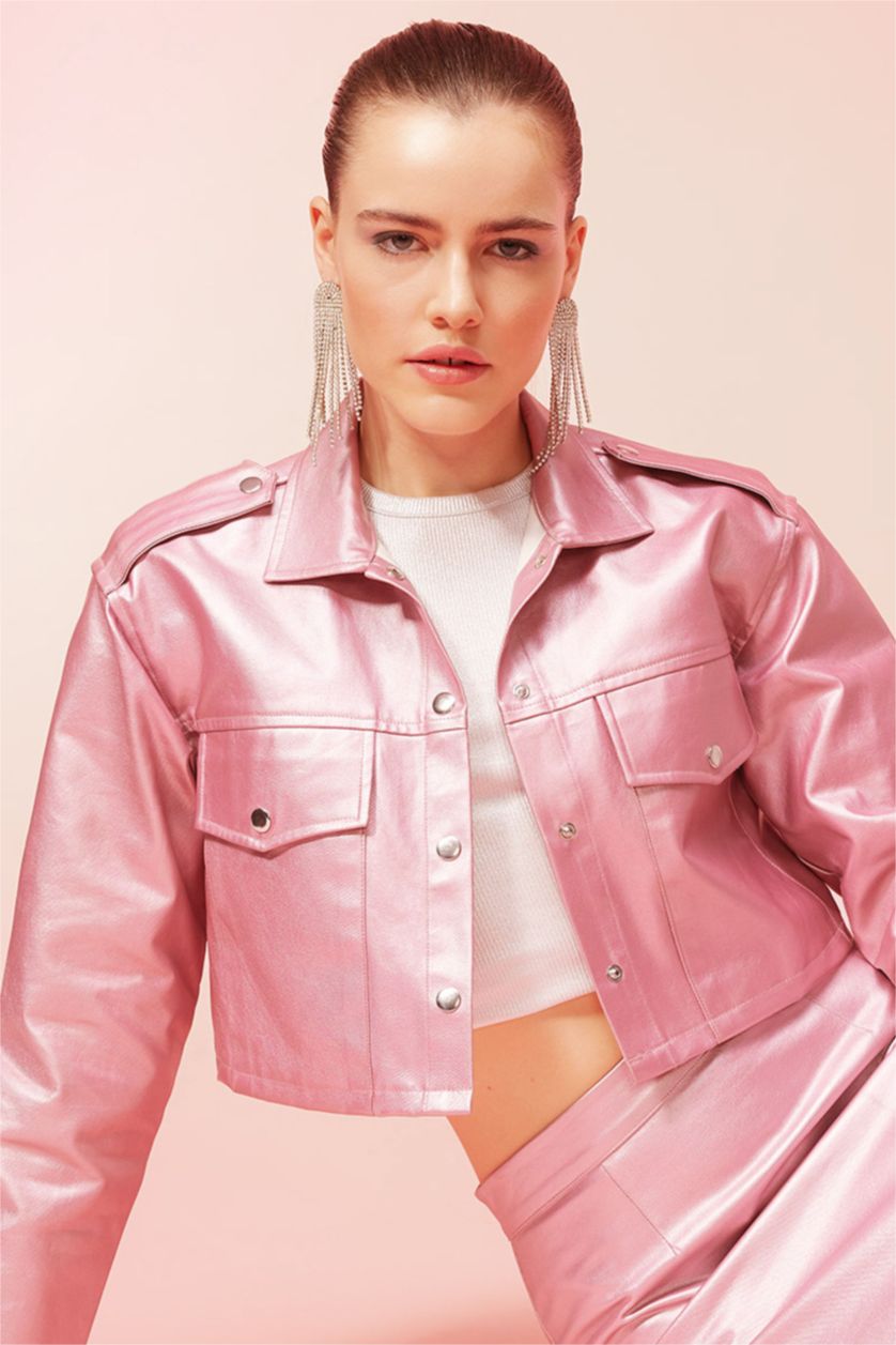 Kadın Pembe Oversıze Gabardin