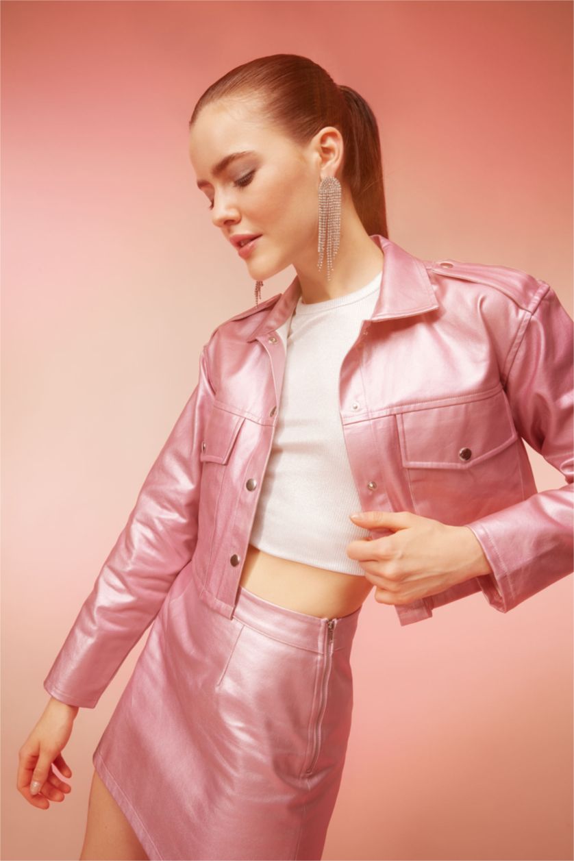 Kadın Pembe Oversıze Gabardin