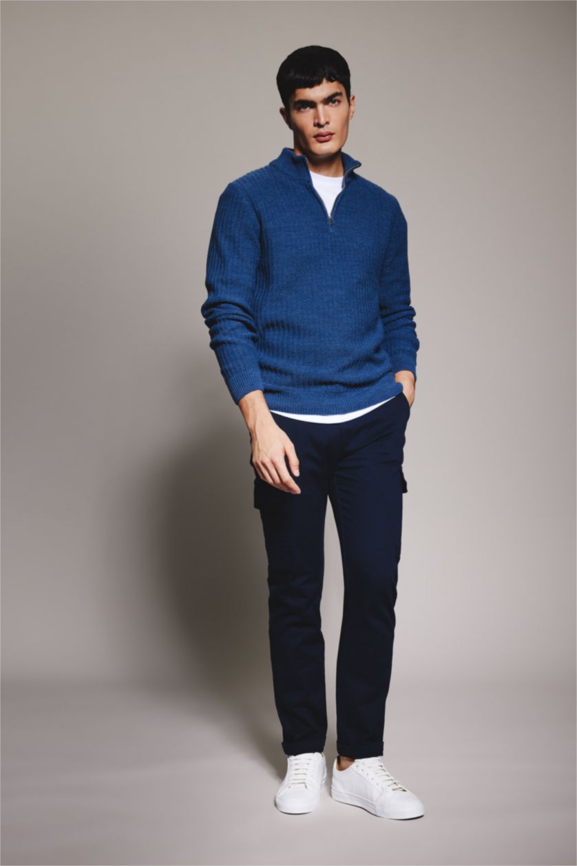 رجال نيلي بلوز تريكو قصة عادية بياخة عالية بسحاب