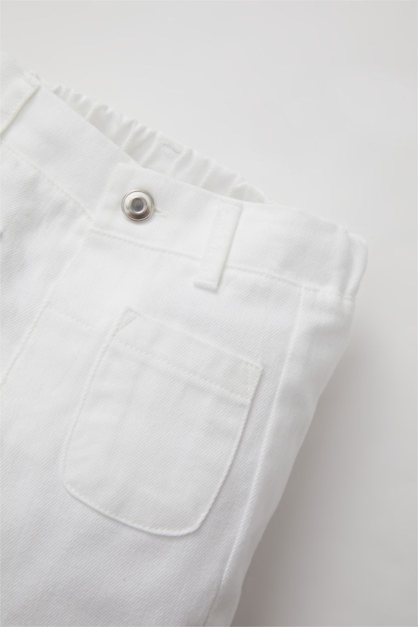 BÉBÉ FILLE Blanc Pantalon Gabardine à Jambes Larges Pour Bébé Fille