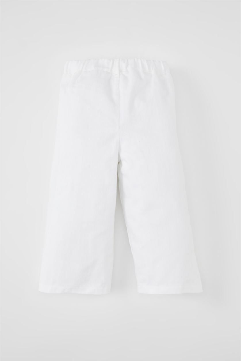 BÉBÉ FILLE Blanc Pantalon Gabardine à Jambes Larges Pour Bébé Fille