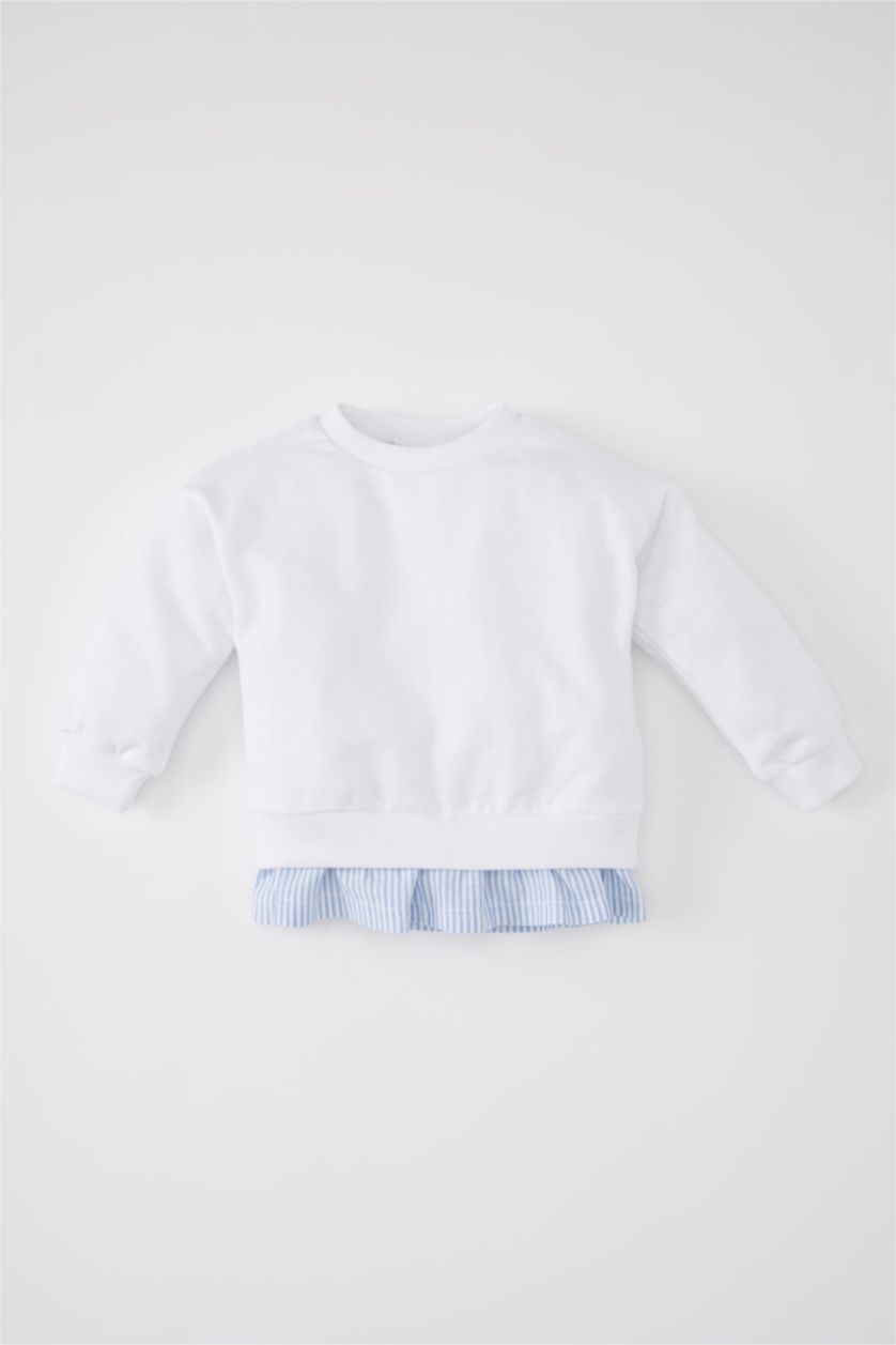 BÉBÉ FILLE Blanc Sweatshirt Rayé pour Bébé Fille