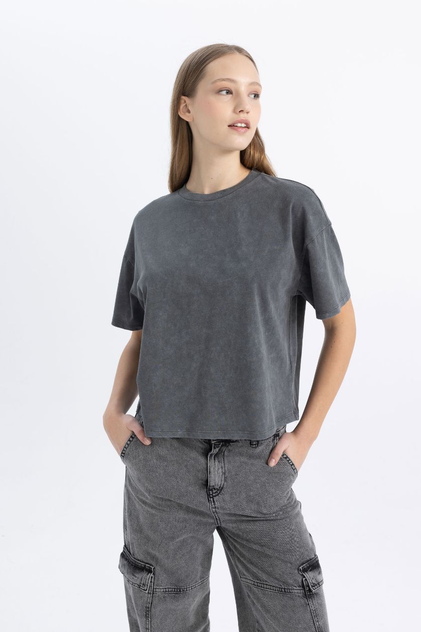 FEMME Anthracite T-Shirt Oversize À manches courtess