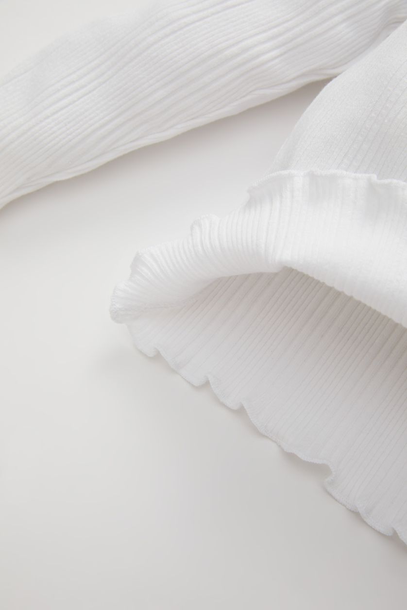 BABY GIRL Violet Beyaz Baby Girl Crew Neck Printed Ribbed Camisole T-Shirt