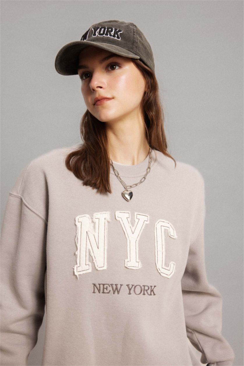 WOMAN Grey Regular Fit Crew Neck Sweatshirt Tunic