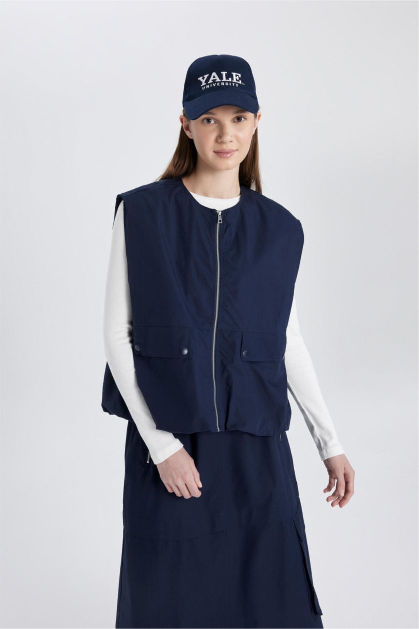 FEMME Marin Gilet zippé en Popeline
