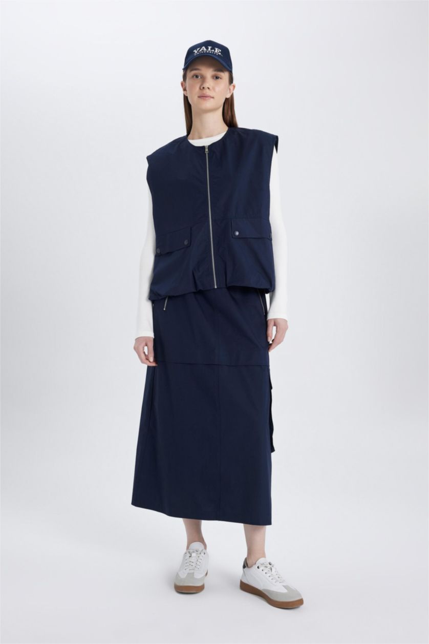 FEMME Marin Gilet zippé en Popeline