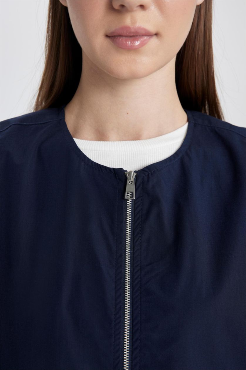 FEMME Marin Gilet zippé en Popeline