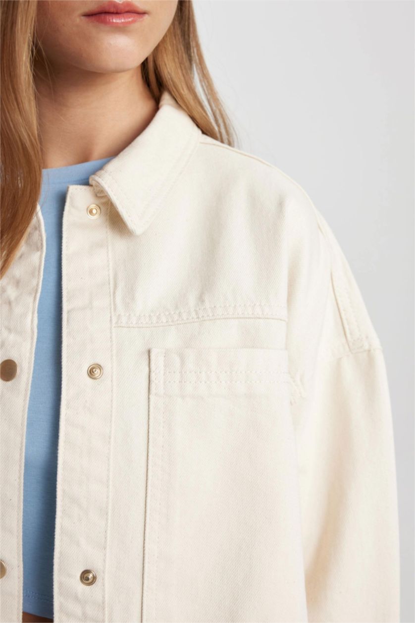 WOMAN Ecru White Jean Shirt Jacket
