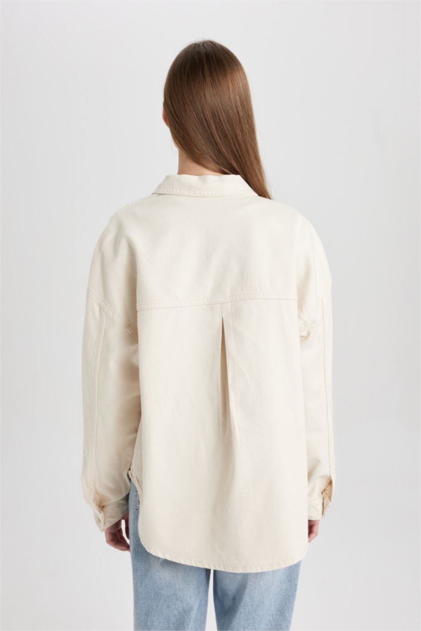 WOMAN Ecru White Jean Shirt Jacket