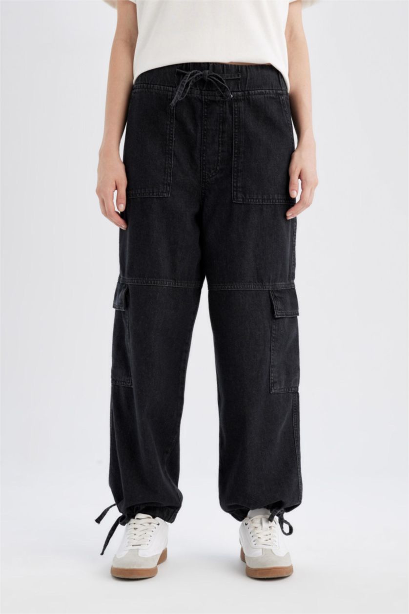 نساء أنثرا بنطرون جينز كارجو بخصر عالي