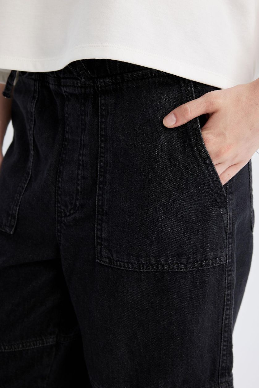 نساء أنثرا بنطرون جينز كارجو بخصر عالي