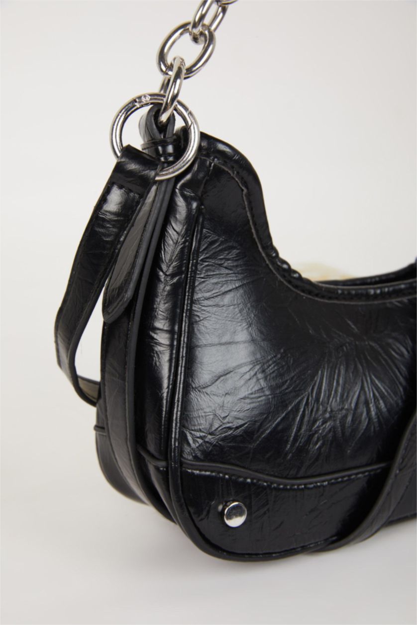 نساء أسود جنطة كتف نسائي جلد صناعي