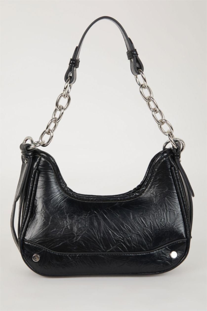 نساء أسود جنطة كتف نسائي جلد صناعي