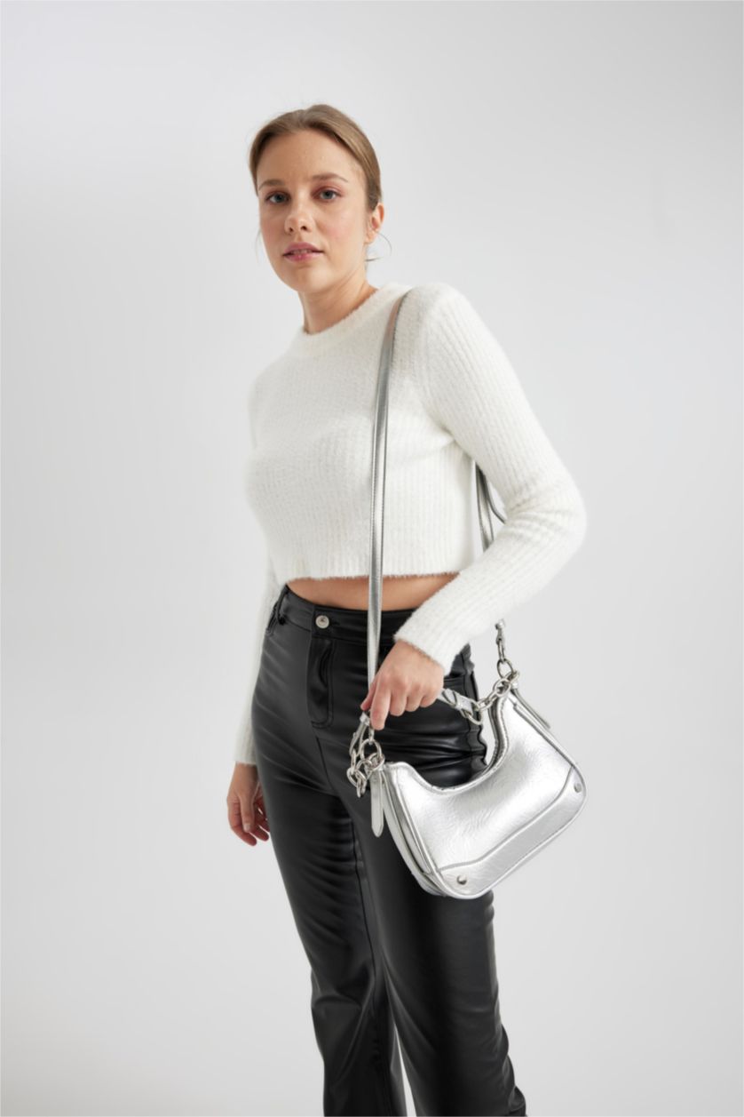 نساء رمادي جنطة كتف نسائي جلد صناعي