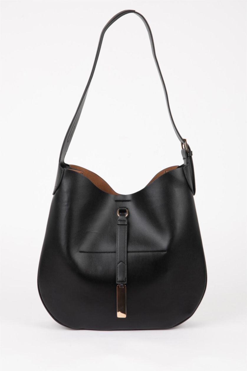 WOMAN Black Faux Leather Shoulder bag