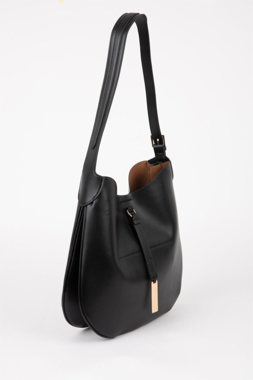 WOMAN Black Faux Leather Shoulder bag