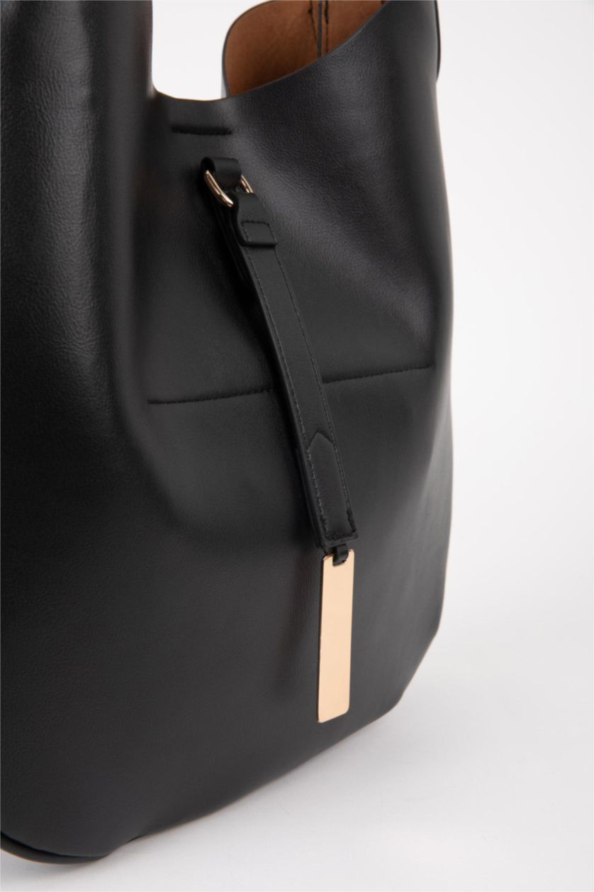 WOMAN Black Faux Leather Shoulder bag