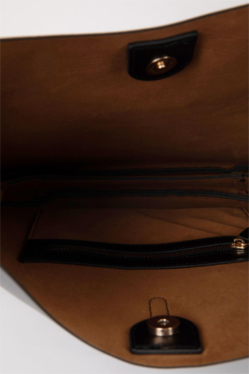 WOMAN Black Faux Leather Shoulder bag