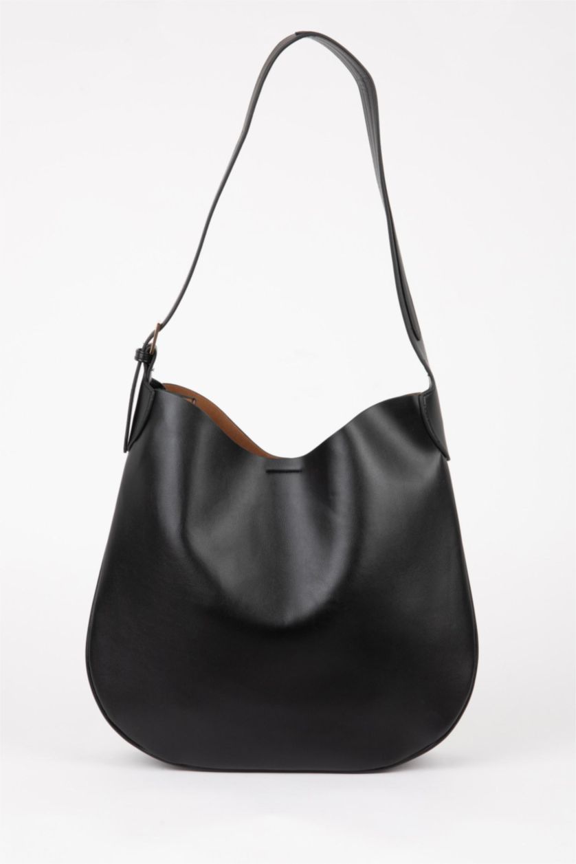 WOMAN Black Faux Leather Shoulder bag