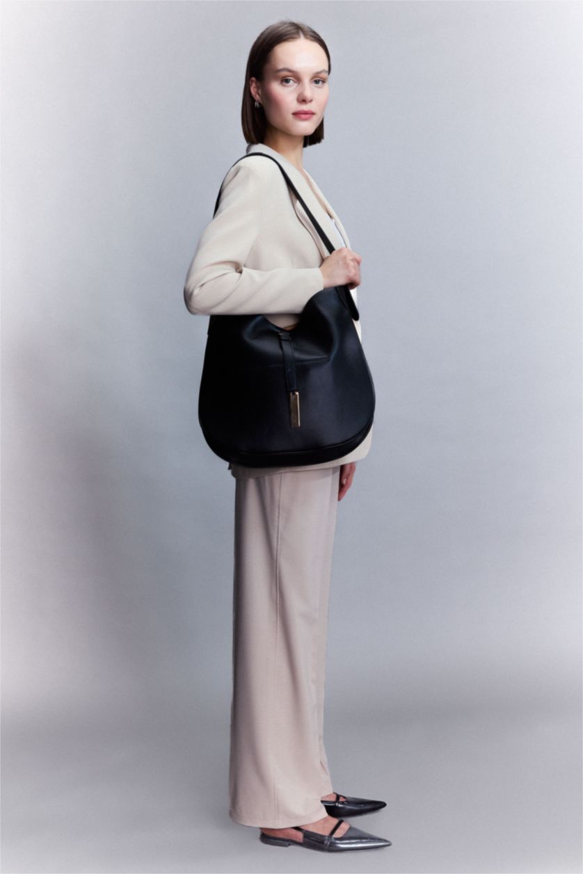 WOMAN Black Faux Leather Shoulder bag