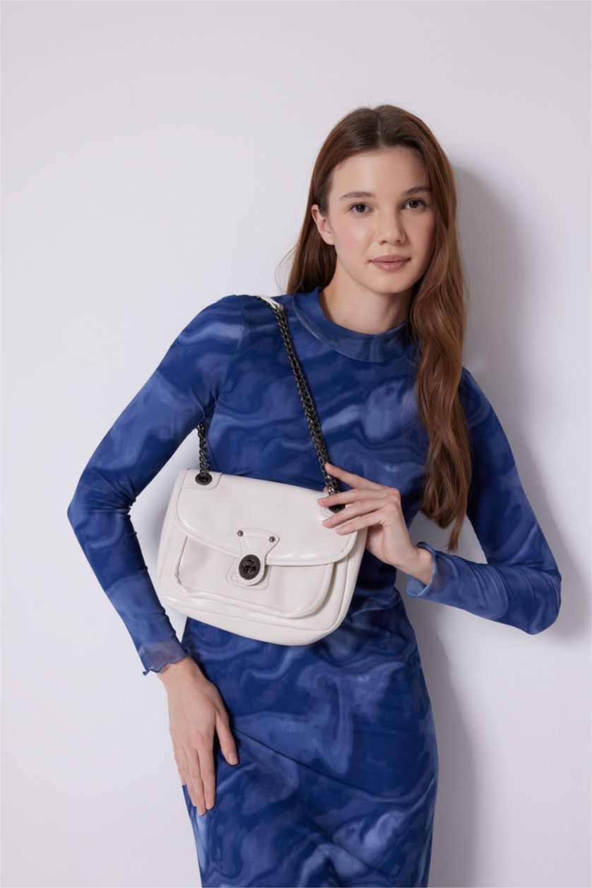 Kadın Bej Kadın Toka Detaylı Suni Deri Omuz Çantası