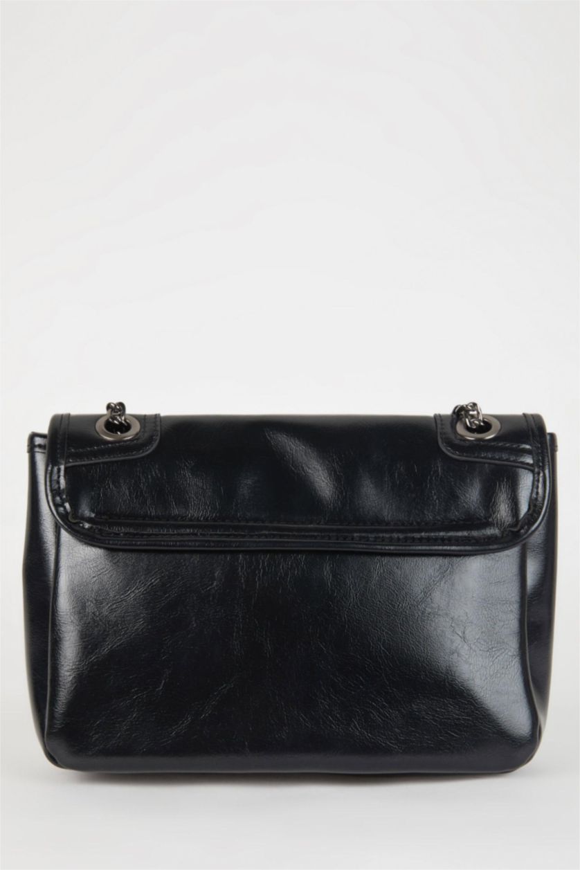 WOMAN Black Faux Leather Shoulder bag