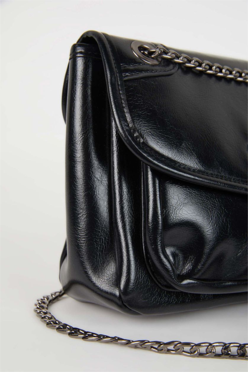 WOMAN Black Faux Leather Shoulder bag