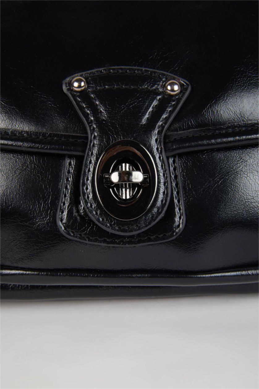 WOMAN Black Faux Leather Shoulder bag