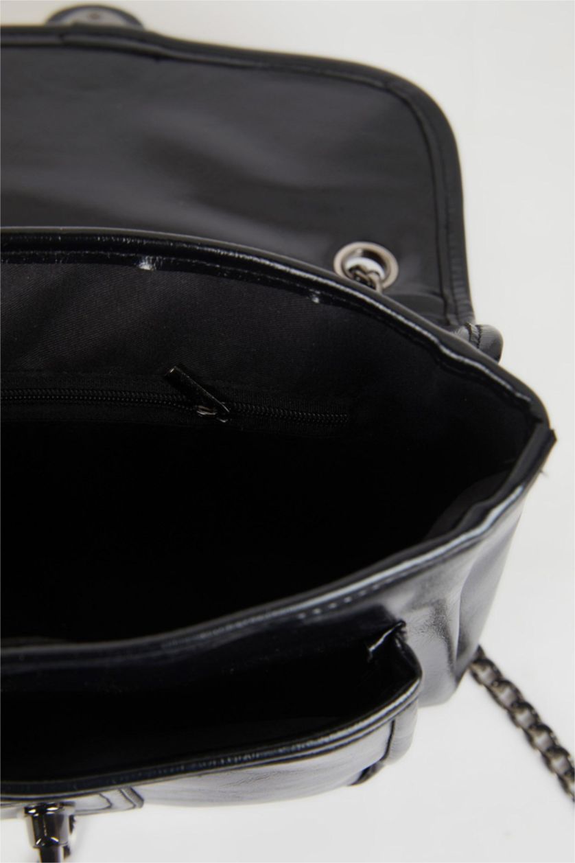 WOMAN Black Faux Leather Shoulder bag