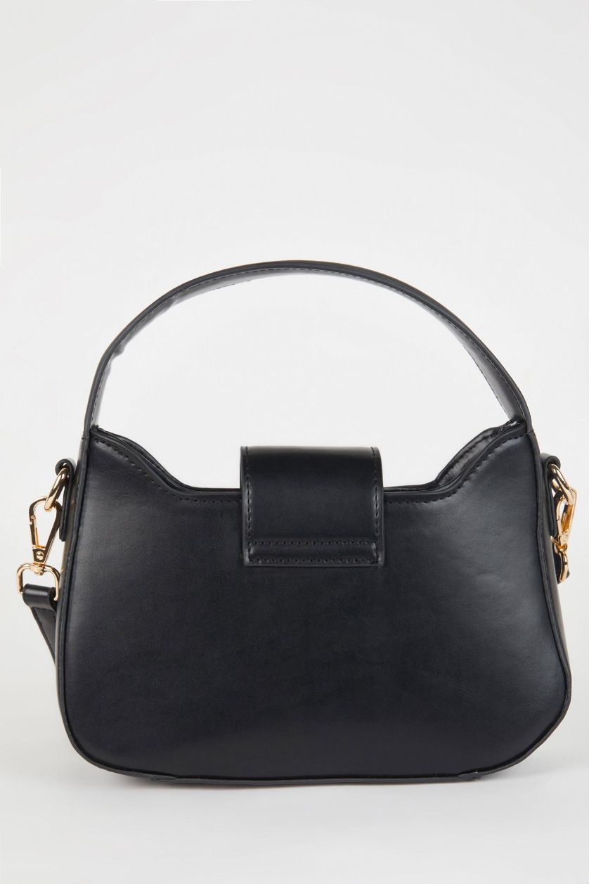 Kadın Siyah Kadın Toka Detaylı Suni Deri Omuz Çantası