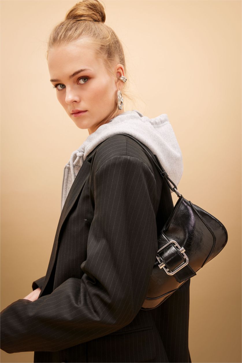 WOMAN Black Faux Leather Shoulder bag