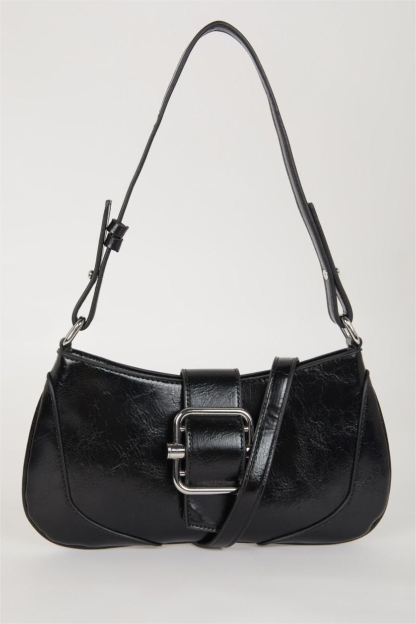 WOMAN Black Faux Leather Shoulder bag