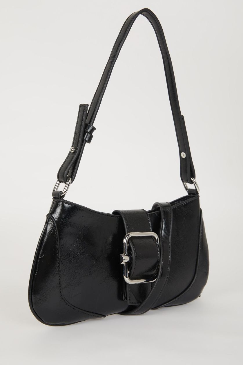 WOMAN Black Faux Leather Shoulder bag