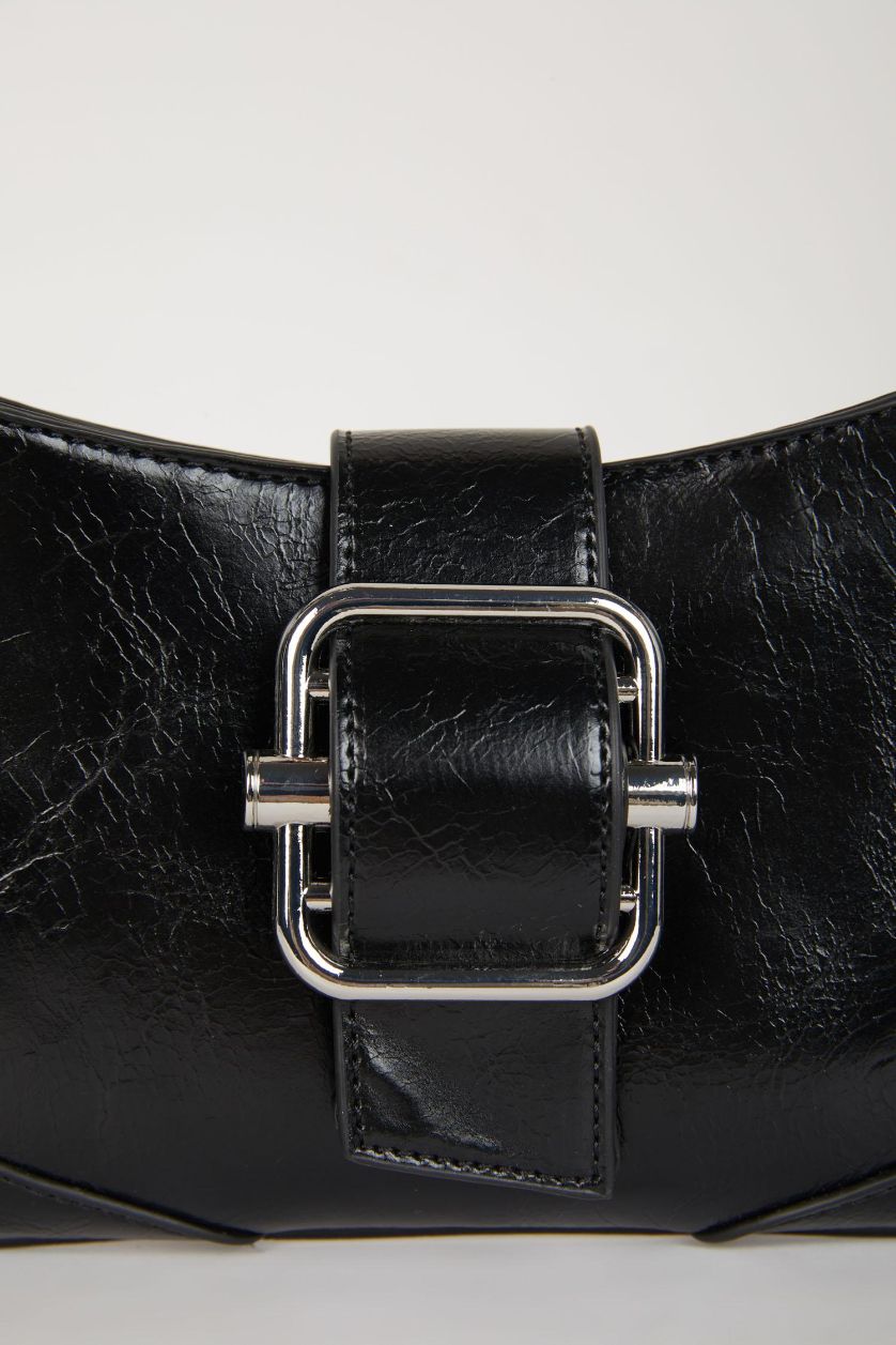 WOMAN Black Faux Leather Shoulder bag