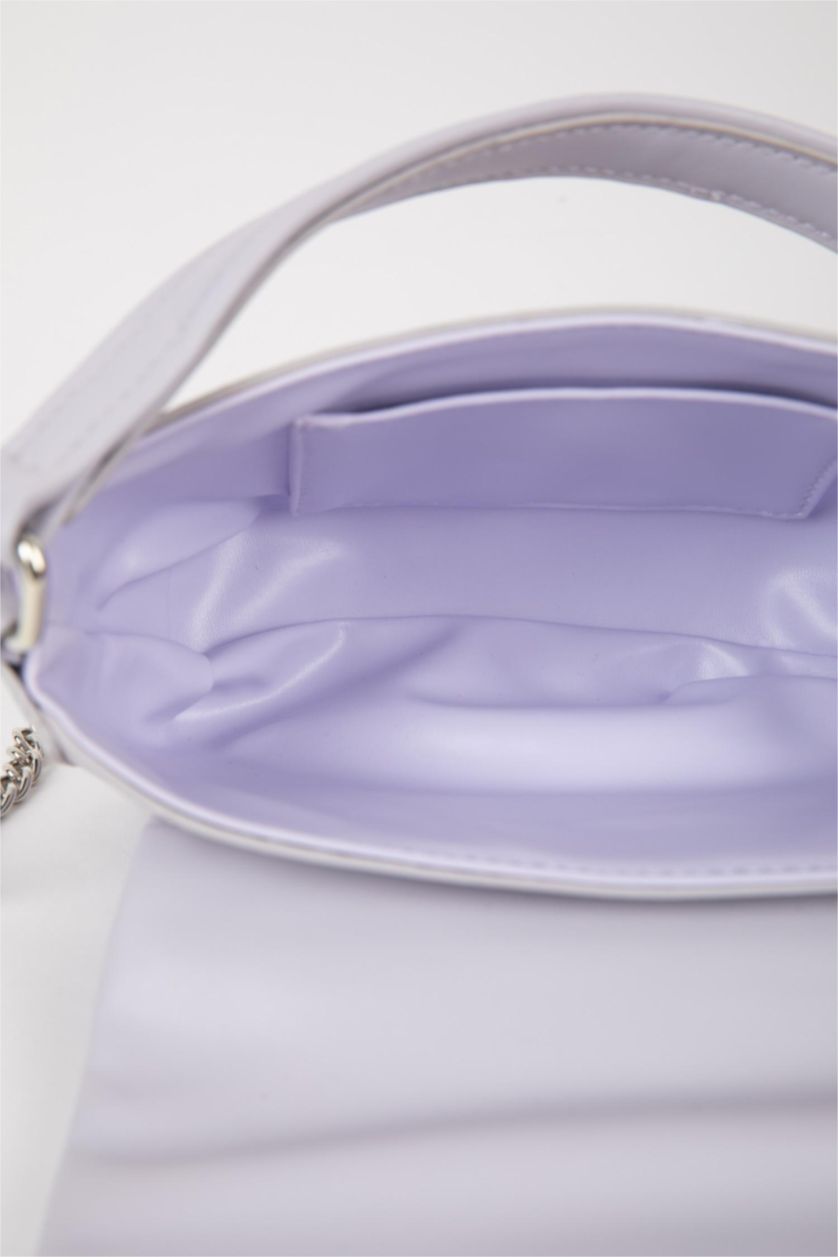 Woman Lilac Faux Leather Hand Bag