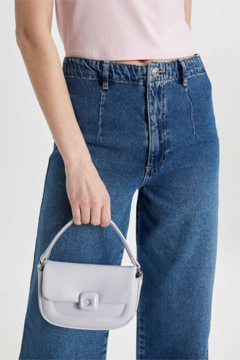 Woman Lilac Faux Leather Hand Bag