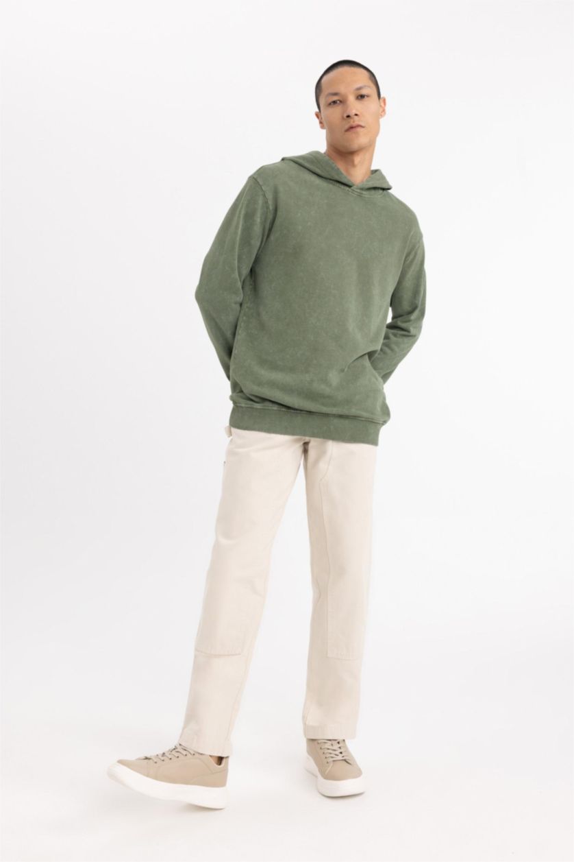 MAN Sand Wide Leg Regular Hem Gabardine Trousers