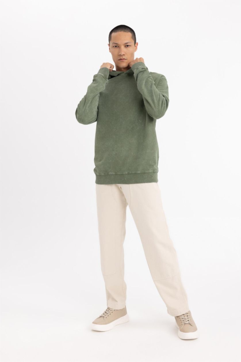 MAN Sand Wide Leg Regular Hem Gabardine Trousers