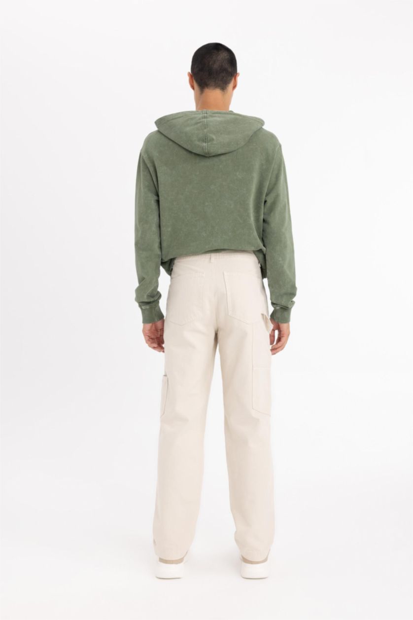 MAN Sand Wide Leg Regular Hem Gabardine Trousers