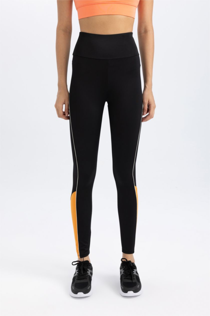 Woman Black Waist Wrapping Heavy Fabric Leggings