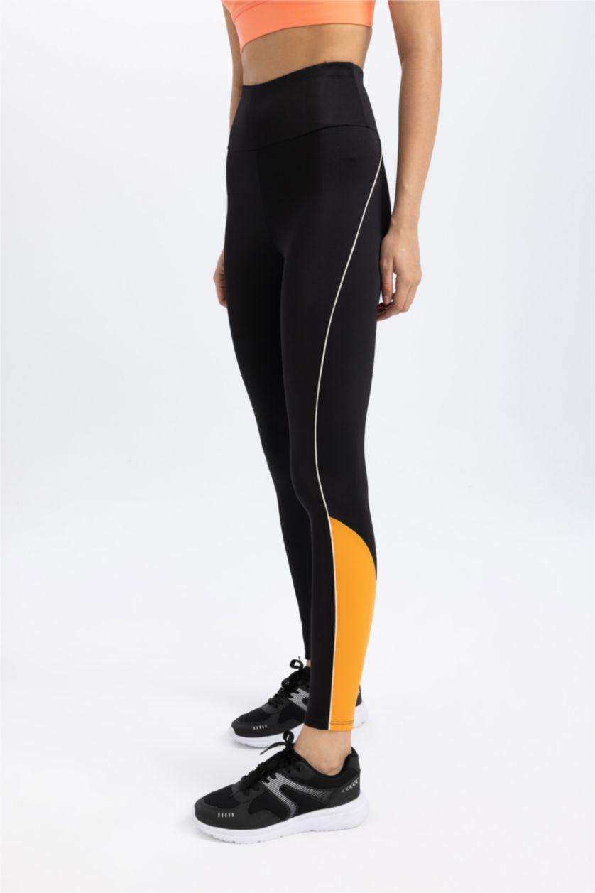 Woman Black Waist Wrapping Heavy Fabric Leggings