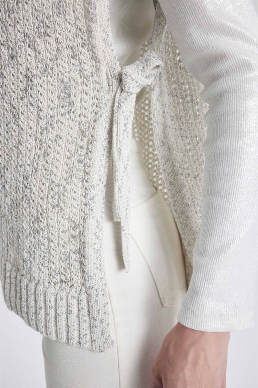 WOMAN Ecru Regular Fit Crew Neck Vest