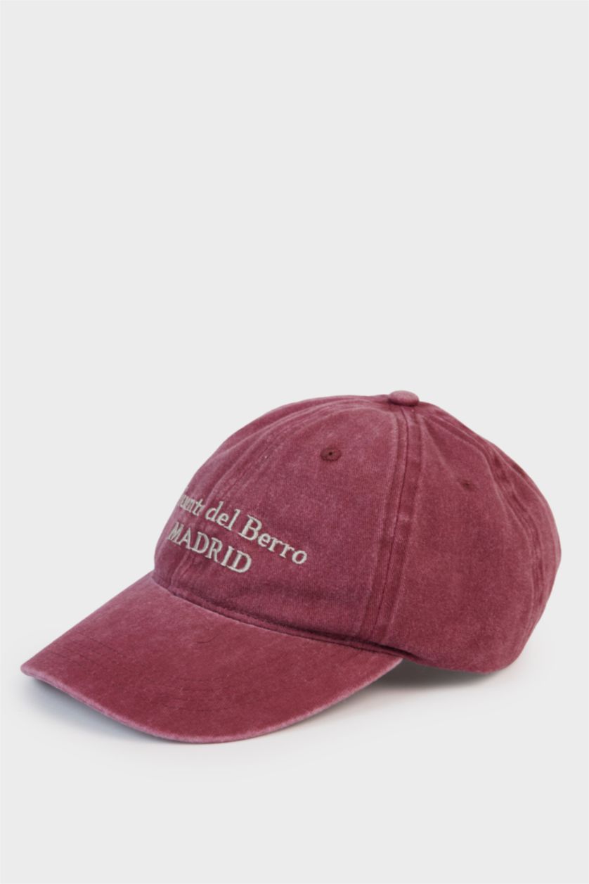 Man Dark Purple Man Cotton Embroidered Hat