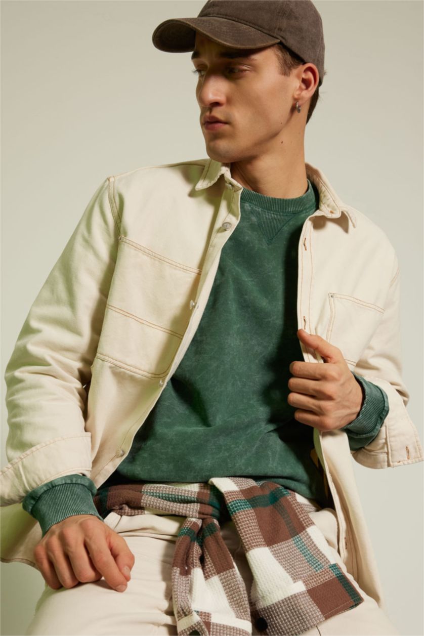 MAN Ecru Relax Fit Cotton Long Sleeve Shirt